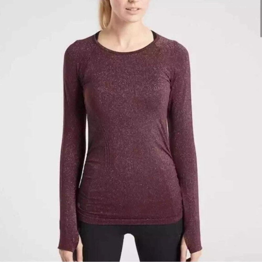 Athleta Long Sleeve Top - Maroon Sparkle - Medium